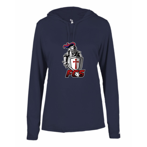 Faith Christian School - Ladies LS Performance Tee with Hood