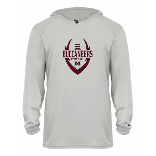 Load image into Gallery viewer, Milford Buccaneers - Youth LS Performance Tee with Hood
