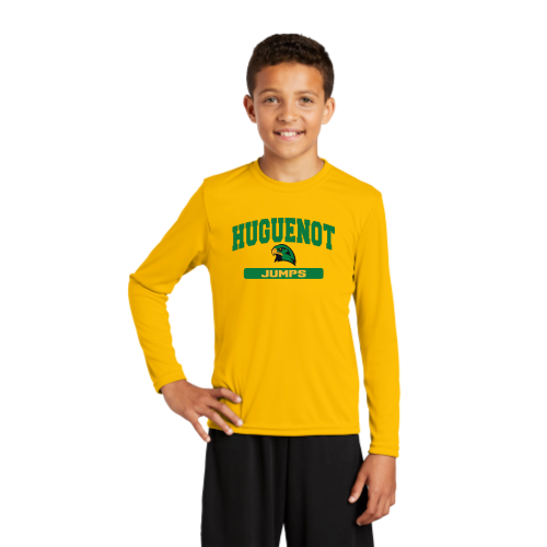 Huguenot Track and Field Jump - Gold - Youth Long Sleeve Competitor Tee