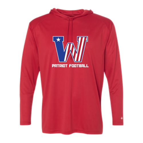 Load image into Gallery viewer, Washington Patriot Football - Adult LS Performance Tee with Hood

