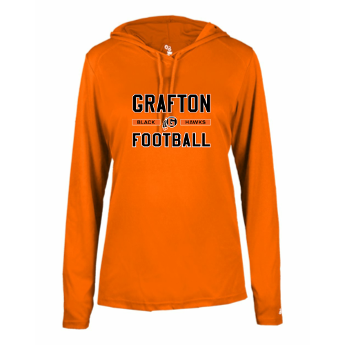 Grafton Black Hawks - Ladies LS Performance Tee with Hood