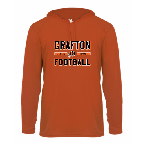 Grafton Black Hawks - Adult LS Performance Tee with Hood